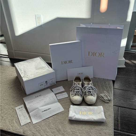 Dior Gray Stone Walk'n'Dior Sneakers Size 38.5 Box and accessories included